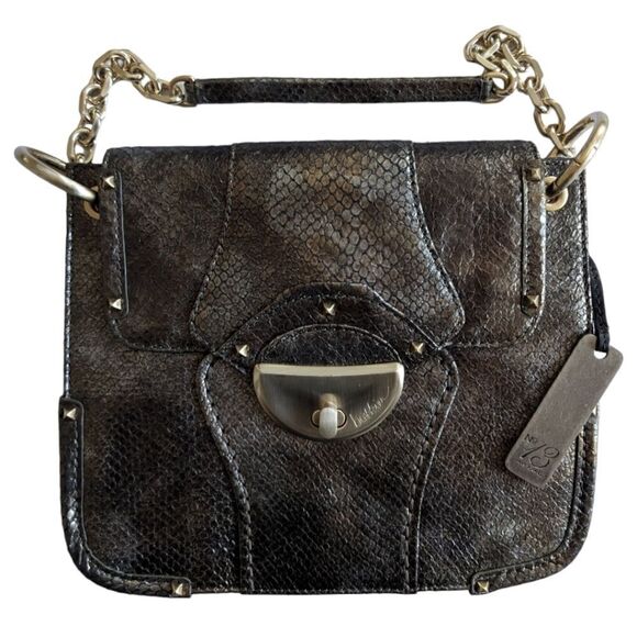 Botkier Real Snake Skin Metallic Gold Chain Handle Studded Shoulder Bag NEW - Picture 1 of 6